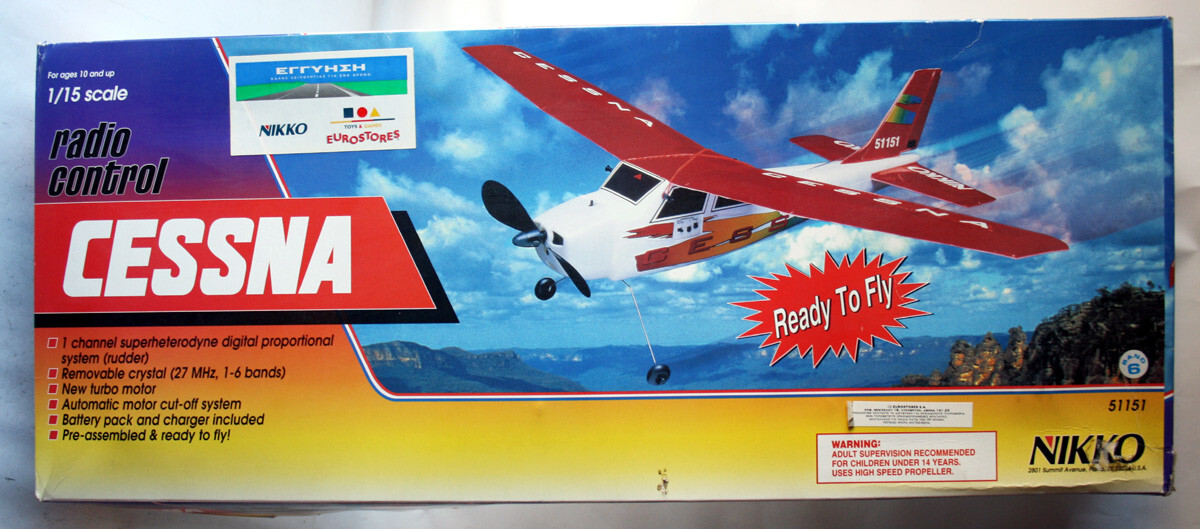 RARE VINTAGE 90'S NIKKO CESSNA RADIO CONTROL 1:15 PLANE SINGAPORE