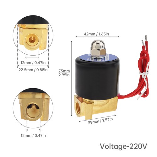 Jingrong JR Electric Water Valve Solenoid Air Valve AC110V Brass US - Picture 4 of 8