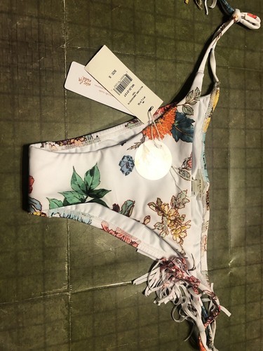 PilyQ String Bikini Wildflower Embroidered Beaded Tie Up Teeny Bottoms S NWT - Picture 4 of 7