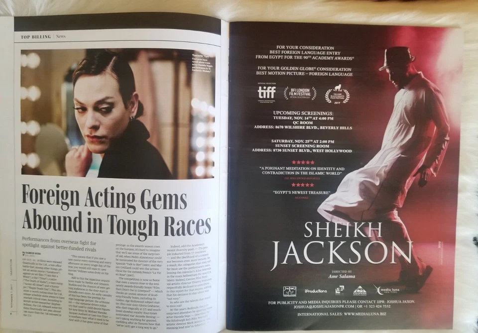 VARIETY MAGAZINE NOVEMBER 2017 EXTRA EDITION FOREIGN LANGUAGE FILMS Foto 3 de 4