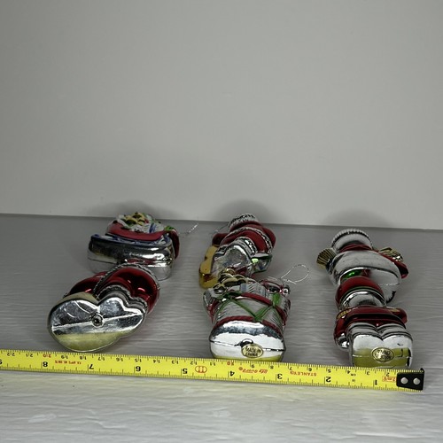 VTG Lot of 6 Shiny Plastic Celluloid(?) Christmas Ornaments Santa Gifts Snowman - Picture 9 of 14