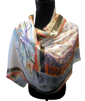Le plus cher Écharpe Etro neuve avec étiquette châle en soie chatoyante ceinture oblongue multicolore 58 vente au détail 625 $