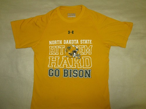 NDSU GO"BISON" CHILD MED "UNDER ARMOUR" SHIRT YMD LOOSE HEAT GEAR "HIT EM HARD" - Picture 4 of 5