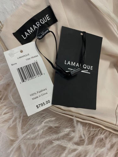 $795 Lamarque Women's White Triana Strapless Ostrich-Feather Mini Dress Size M - Picture 5 of 5