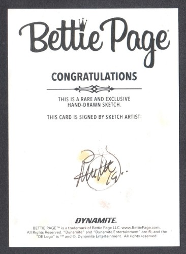 BETTIE PAGE ULTRA-PREMIUM (Dynamite 2019) SKETCH CARD by MITCH BALLARD - Picture 2 of 3