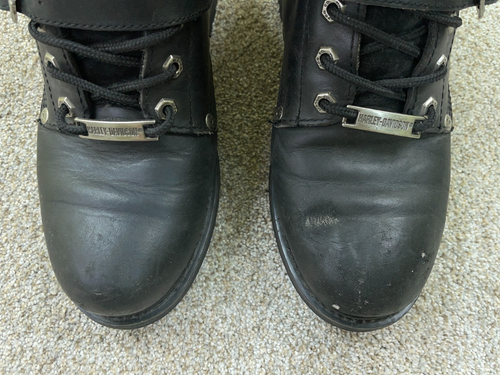 Harley Davidson Boots Men's 9 Black Leather Motorcycle Lace Up Faded Glory 91003 - Picture 2 of 13