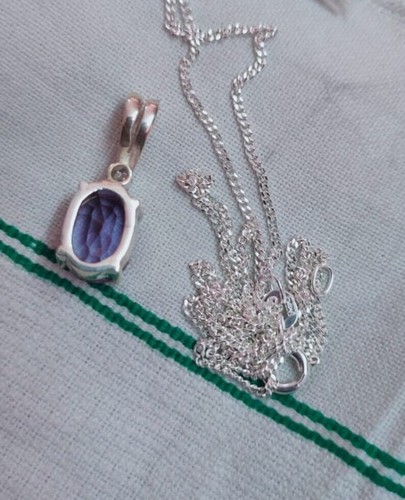 925 Sterling Silver   Blue Sapphire Pendant Necklace Gift Pendant - Bild 5 von 5