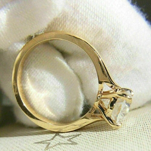 Moissanite Solitaire Women Engagement Ring 3.5ct Oval Cut 14k Yellow Gold Plated - Picture 3 of 10