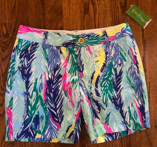 NEW Lilly Pulitzer Jayne Shorts 0 Light as a Feather Blue Pink Green NWT $78