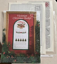 Hardanger CROSS STITCH Chart Pattern Victorian Christmas Basket Sampler
