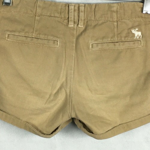 Abercrombie & Fitch Womens Tan Beige Cotton Khaki Cuffed Shorts Sz 00 - Picture 4 of 9