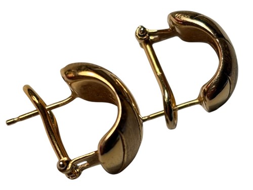 Pendientes de aro a rayas de oro amarillo de 14K Italia para mujer firmados MI - Imagen 2 de 6