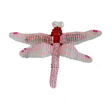 BARRETTE FRENCH HAIR CLIP HAND BEADED DRAGONFLY HAIR ACCESSORY PINK WHITE RED LG