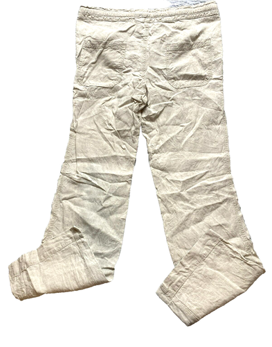 Allen Allen Pants Womens 33x30 Taupe Linen Wide Leg Drawstring Elastic Waist - 第 5/9 張圖片