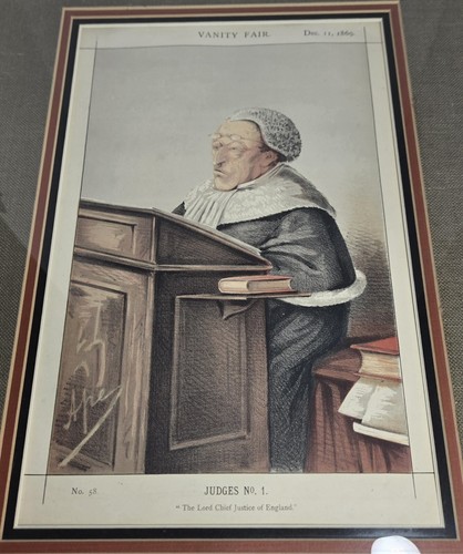 Vanity Fair Chromolithography Caricature Judges No. 1 Framed Dual Sided Glass - Picture 4 of 12
