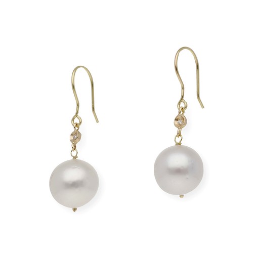 Pendientes Perla Australiana y Diamante Oro Complemento de Mujer Joyería de Moda - Imagen 3 de 7