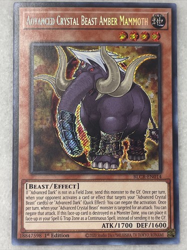 Advanced Crystal Beast Amber Mammoth - BLCR-EN014 - Secret Rare 1st Edition - Picture 2 of 5