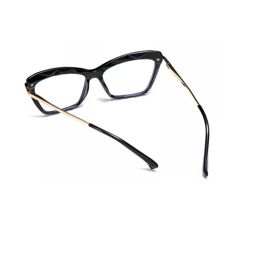 Anti Blue Light Trendy Cat Eye Crystal Spring Legs Optical Metal Frame For Women - Picture 13 of 14