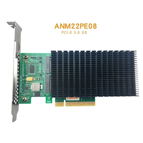 Adaptateur SSD double port UNICACA ANM22PE08 NVMe PCIe vers M.2 avec dissipateur - Photo 3/5