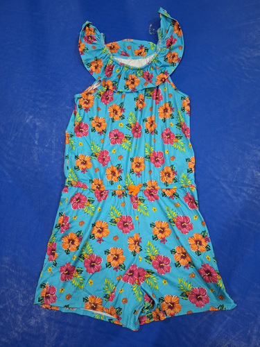 Wonder Nation Girl's Blue One Piece with Flower Pattern - Size XL/XG (14-16) - Picture 1 of 3