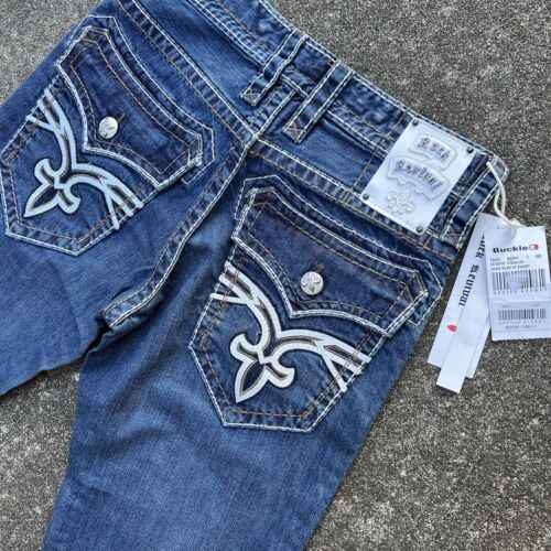 New Men’s Rock Revival Duke Relaxed Straight Heavy Stitching Pockets Jeans 31x32 - Bild 2 von 19