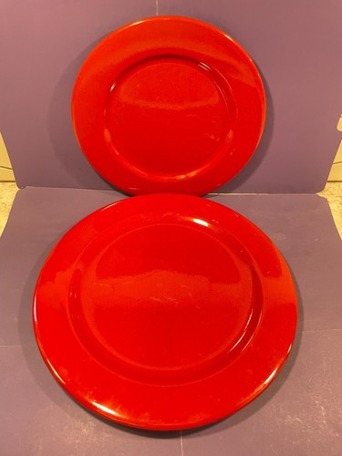 Lot Of 2 Waechtersbach Fun Factory Red 11" Dinner Plate & 9 1/4" Lunch Plate - Picture 1 of 4