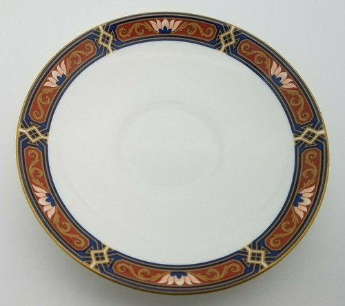 Wedgwood Bone China Chippendale Blue & Rust 5 3/4" in Saucer 1991 - Picture 7 of 7