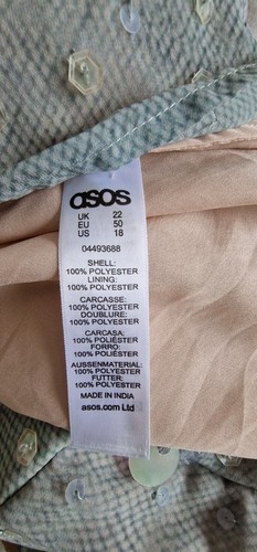 Sequin Party Dress Sz 22 Pale Blue/Grey/Green 26.5" Across Chest, 40" Long - Picture 3 of 4