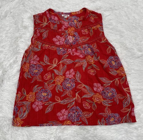 Johnny Was Women’s Floral Blouse Size S Small Button Up Tank Shirt Viscose Linen