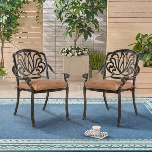 2 Piece Outdoor Bistro Dining Chairs Cast Aluminum Patio Bistro Dining Chair Set - Picture 6 of 39