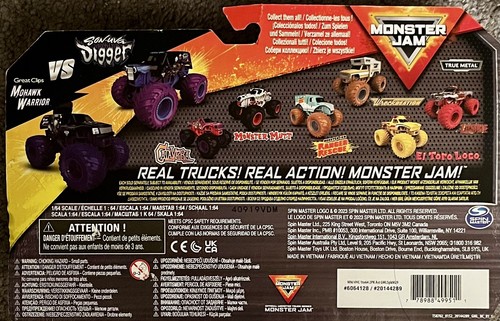 Spin Master Monster Jam Son-Uva Digger VS Mohawk Warrior 1/64 Diecast New - Picture 4 of 7