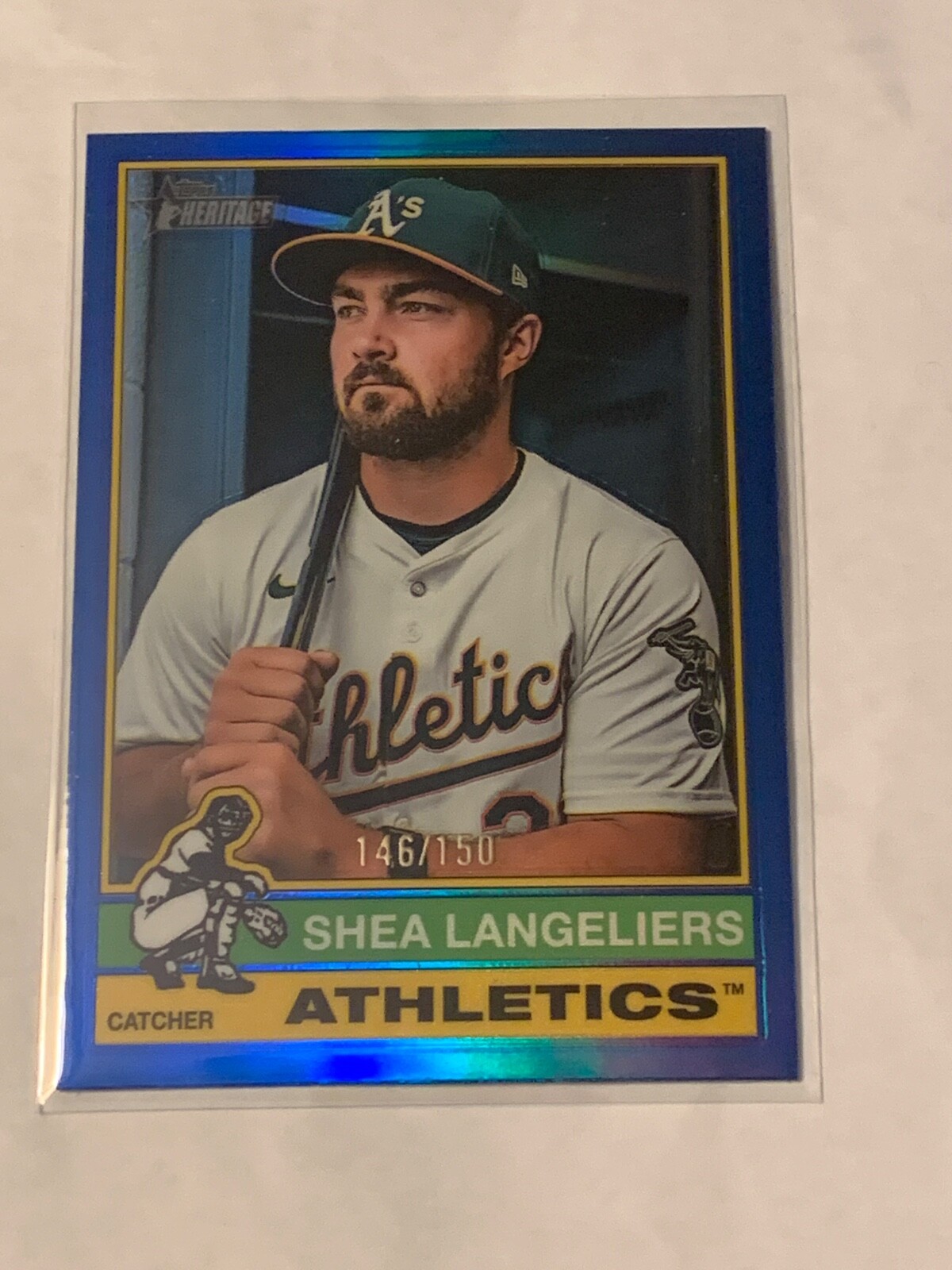 2025 Topps Heritage Blue Chrome #/150 Shea Langeliers #446 - SP - Athletics