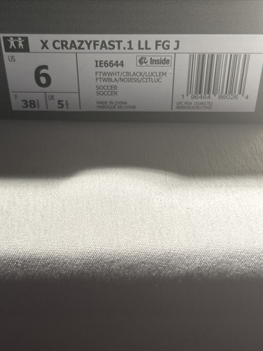 New Adidas X Crazyfast.1 LL FG J White / Green Soccer Cleats Kids Size 6 - Picture 9 of 9