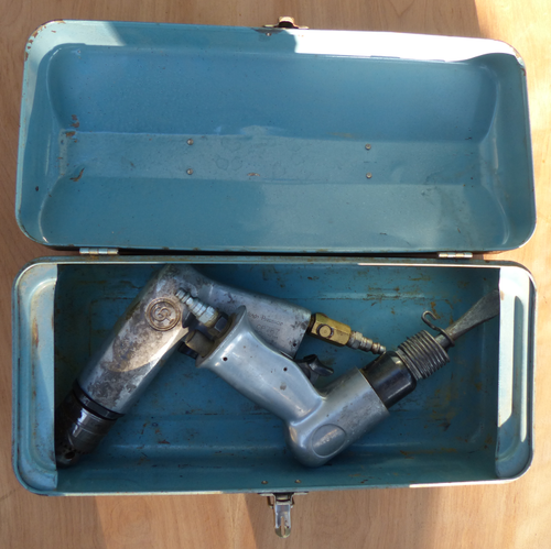 Air Drill & Air Chisel/Hammer Set with Chisels, Fittings and Case - See descrip. - Picture 4 of 6