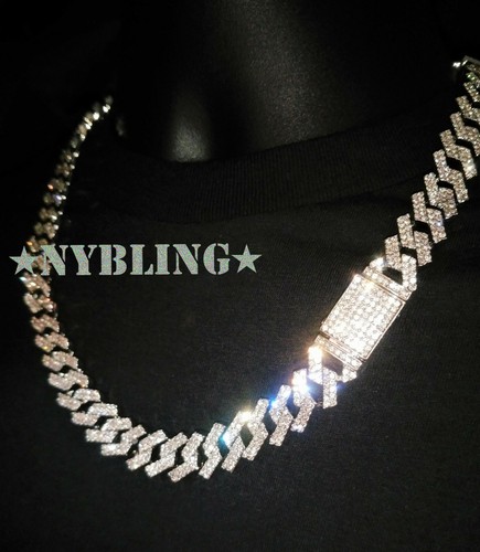 Collar de cadena gargantilla cubana Miami para hombre enchapado en hip hop circonita cúbica estilo punta de joyería  - Imagen 6 de 8