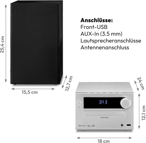 MEDION MD44484 Micro Audio System Kompaktanlage DAB+/PLL Bluetooth CD Player - Bild 16 von 33