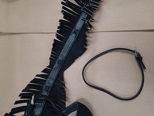 New Alaia Studded Feather Fringe Gladiator Sandal Pumps Black Size 38 (US 8) - Picture 5 of 10