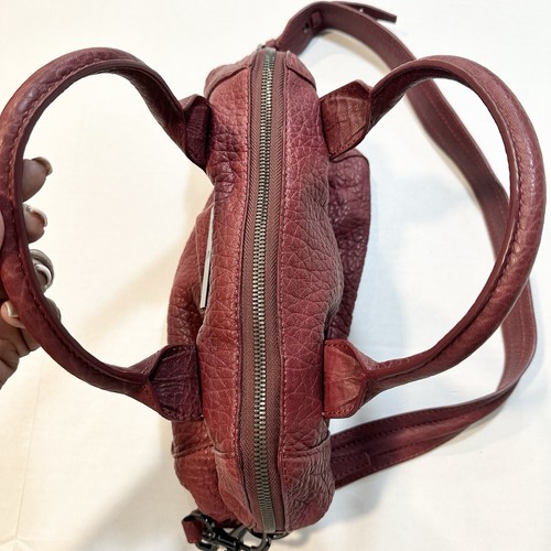 McQ Alexander McQueen Redchurch Satchel Shoulder Bag Burgundy Pebbled Leather - Picture 14 of 16