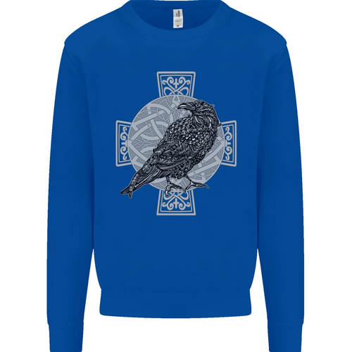 Odin Celtic Raven Viking Tattoo Cross Runic Kids Sweatshirt Jumper - Picture 35 of 92