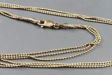 FAS STERLING SILVER Three Strand BEAD CHAIN NECKLACE Super Versatile 18" LONG