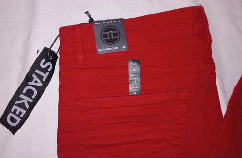 NWT Mens JORDAN CRAIG Red Denim Martin Stacked Jeans 40 x 38 JTF956 Distressed - Picture 2 of 13