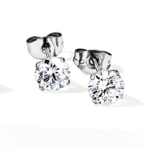 Pair CZ Prong Set Implant Grade 23 TITANIUM Stud Earrings - BOXED - Choose Size - Picture 8 of 9
