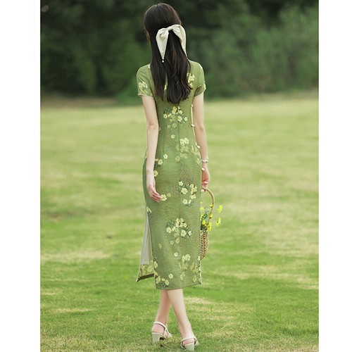 Cheongsam Oriental Dress for Women Chinese Style Cosplay Qipao Modern Party Gown - Picture 6 of 10