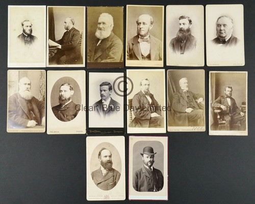Distinguished looking men. Morecombe Kingston Dudley York Scarborough. 14 CDVs.