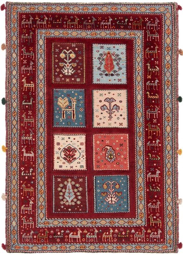 Nimbaft Tissé à la Main Tapis de Perse 118x81 cm-Nomadic, Orient, Tapis, ,Rouge - Imagen 1 de 10