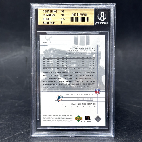 2001 UD Graded Action Series Travis Minor #77 RC 153/900 Rookie BGS 9.5 RC MINT - Picture 2 of 2