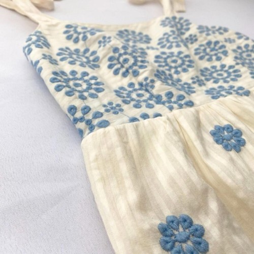 AMERICAN EAGLE CREAM BABY BLUE FLORAL EMBROIDERY MAXI BOHEMIAN DRESS - XS - Picture 6 of 8