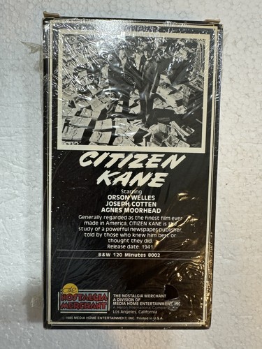 Citizen Kane VHS The Nostalgia Merchant 1985 Orson Welles Sci Fi - Picture 3 of 5