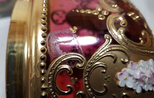 LÁMPARA DE 2 PIEZAS FLORAL VINTAGE BOHEMIA CHECA ARÁNDANO VIDRIO DORADO PINTADO A MANO - Imagen 10 de 23