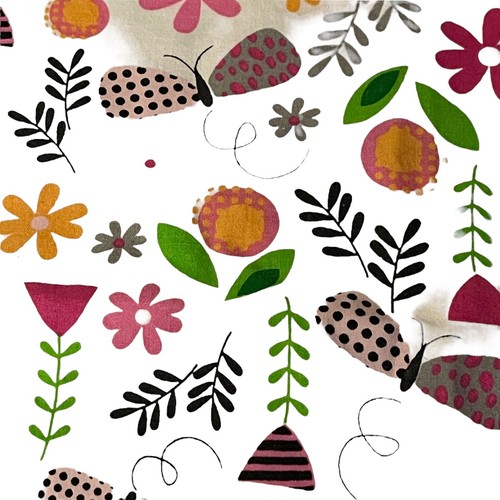 Bonita Scrub Top Womans Size M White With Pockets Flowers Butterflies - Picture 3 of 4